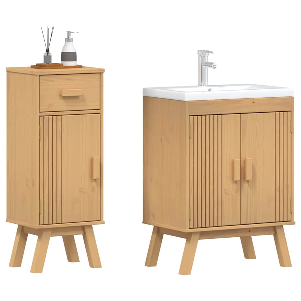 Badezimmermöbelset mit Speicher 2 pcs Braun 114 x 43 x 73.5 cm