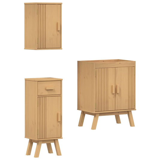Badezimmermöbelset mit Speicher 3 pcs Braun 114 x 43 x 73.5 cm