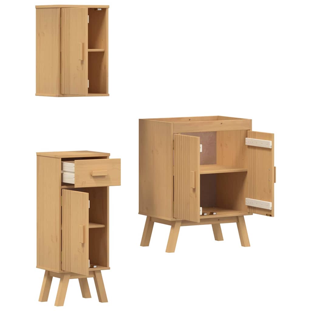 Badezimmermöbelset mit Speicher 3 pcs Braun 114 x 43 x 73.5 cm