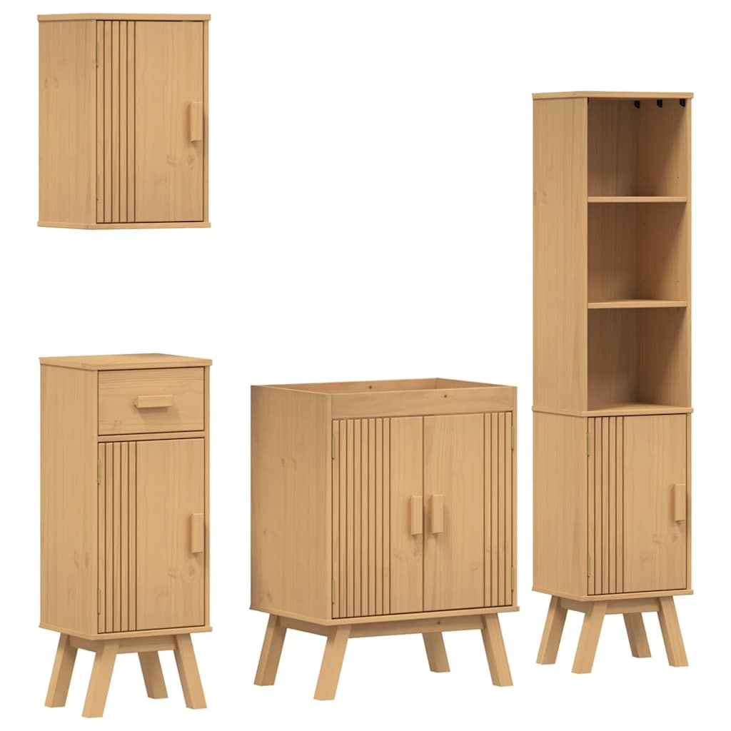 Badezimmermöbelset mit Speicher 4 pcs Braun 114 x 43 x 73.5 cm
