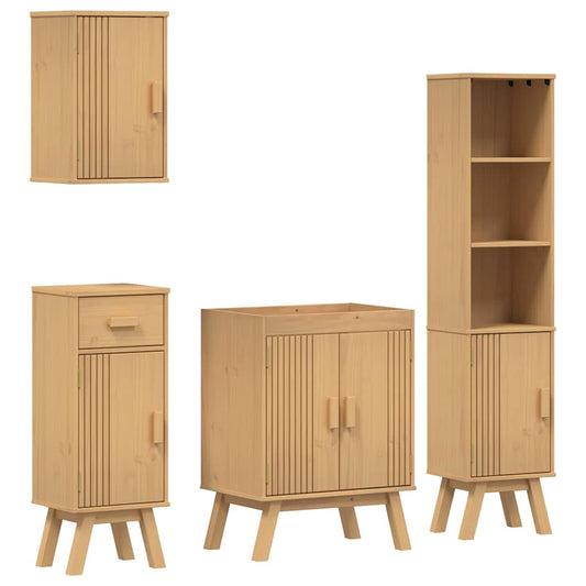 Badezimmermöbelset mit Speicher 4 pcs Braun 114 x 43 x 73.5 cm