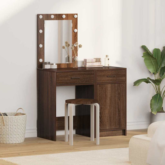 Schminktisch mit Tür 2 pcs Braun 50 x 41 x 135 cm Holzwerkstoff