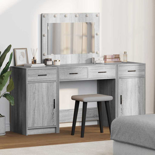 Schminktisch mit Tür 3 pcs Grau 40 x 41 x 75 cm Holzwerkstoff