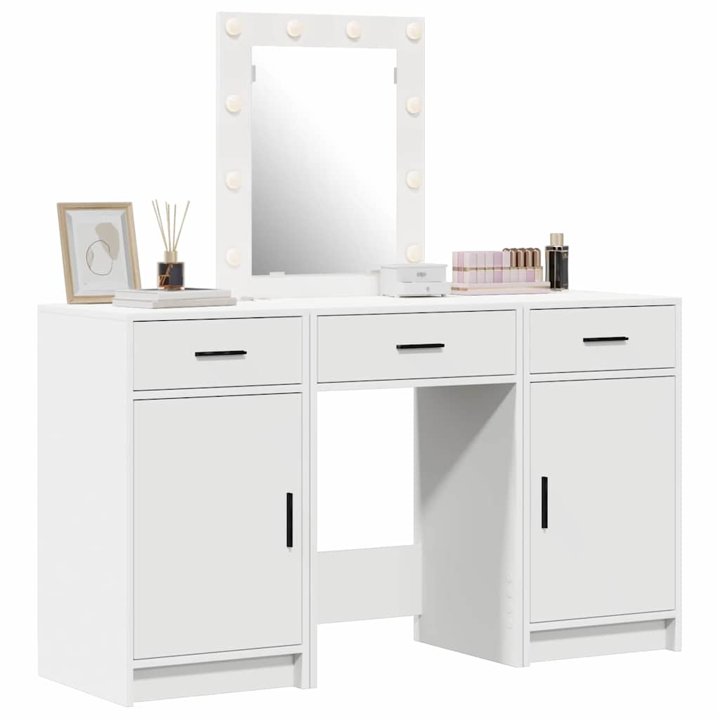 Schminktisch mit Tür 3 pcs Weiß 50 x 41 x 135 cm Holzwerkstoff
