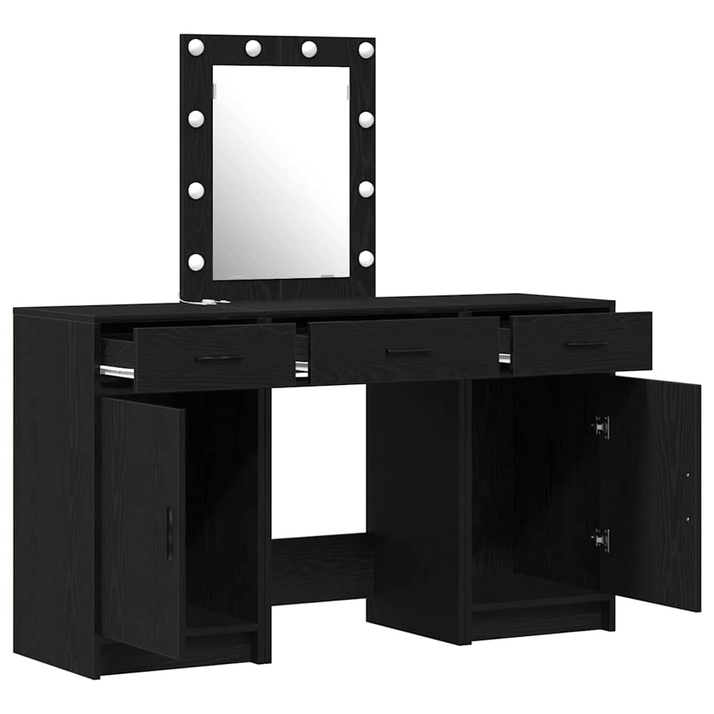 Schminktisch 3 pcs Schwarz 50 x 41 x 135 cm Holzwerkstoff