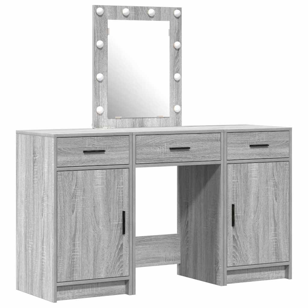 Schminktisch mit Tür 3 pcs Grau 50 x 41 x 135 cm Holzwerkstoff