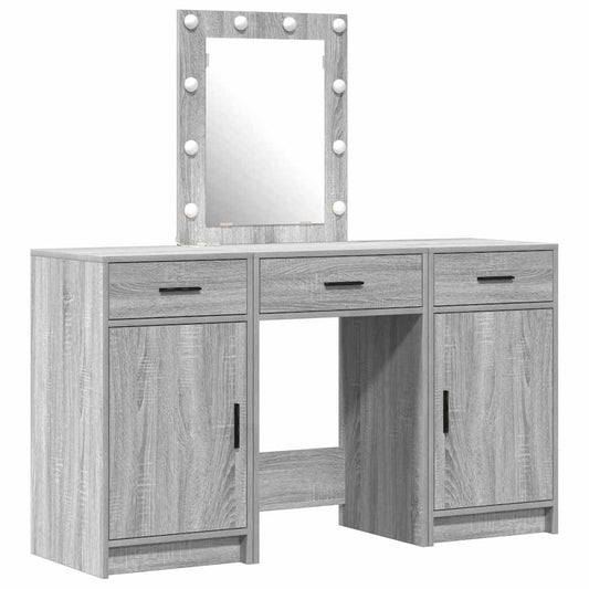 Schminktisch mit Tür 3 pcs Grau 50 x 41 x 135 cm Holzwerkstoff