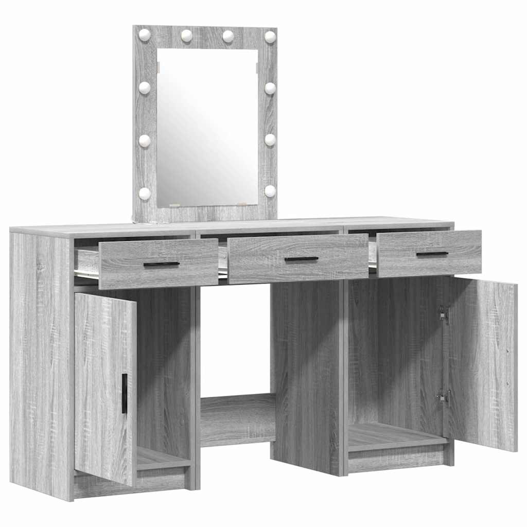 Schminktisch mit Tür 3 pcs Grau 50 x 41 x 135 cm Holzwerkstoff