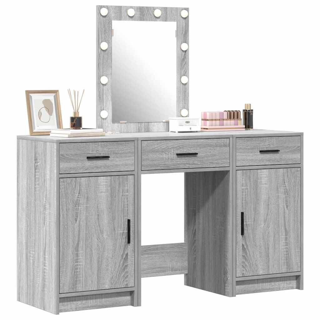 Schminktisch mit Tür 3 pcs Grau 50 x 41 x 135 cm Holzwerkstoff