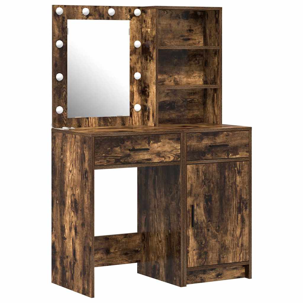 Schminktisch Set 2 pcs Geräucherte Eiche 50 x 41 x 135 cm