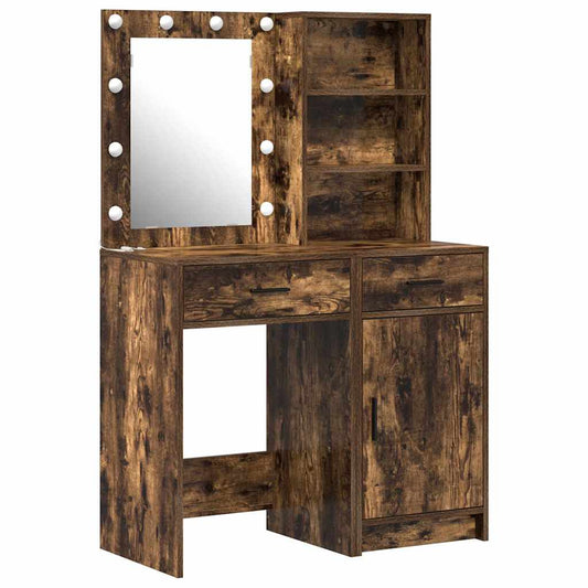 Schminktisch Set 2 pcs Geräucherte Eiche 50 x 41 x 135 cm