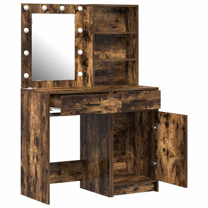 Schminktisch Set 2 pcs Geräucherte Eiche 50 x 41 x 135 cm