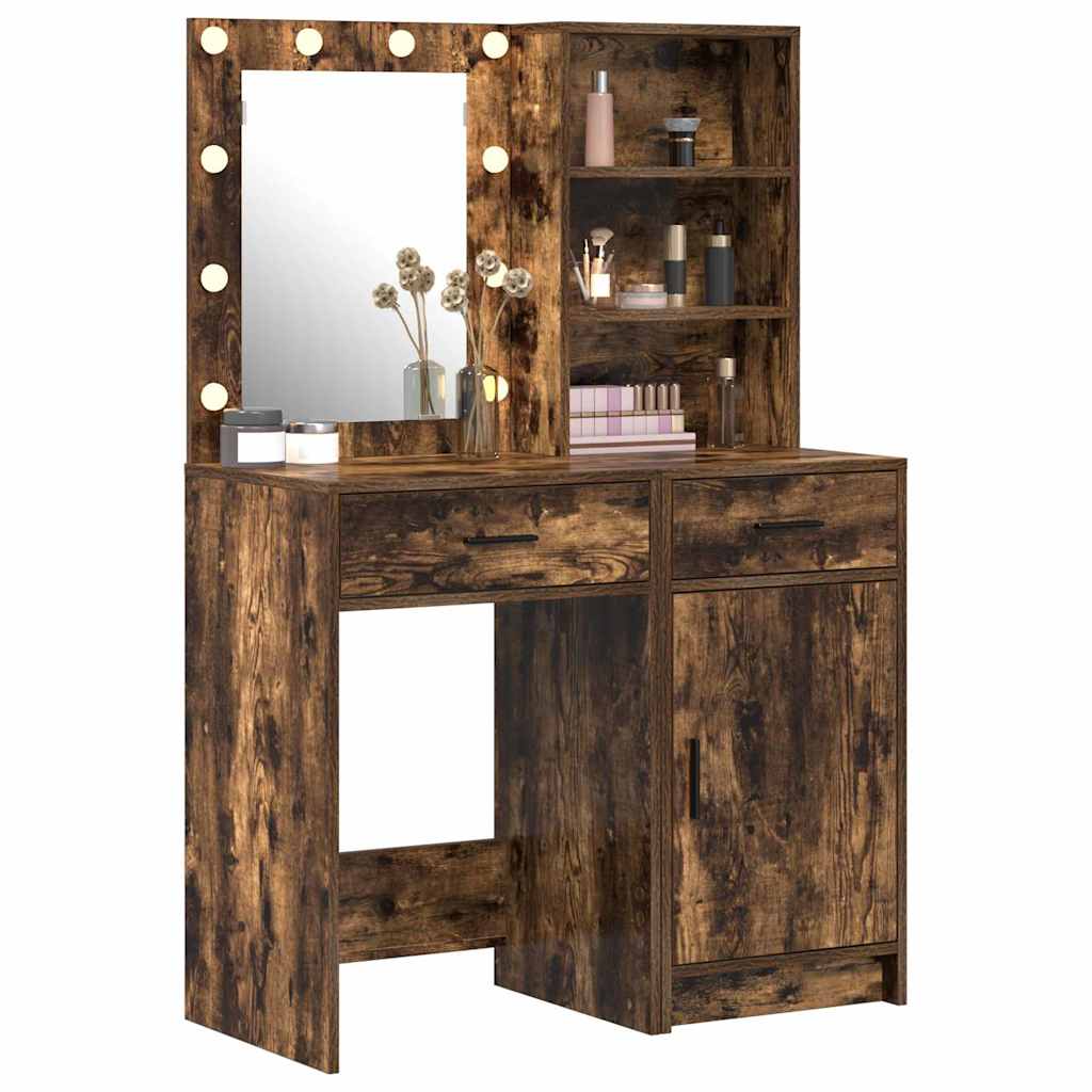 Schminktisch Set 2 pcs Geräucherte Eiche 50 x 41 x 135 cm