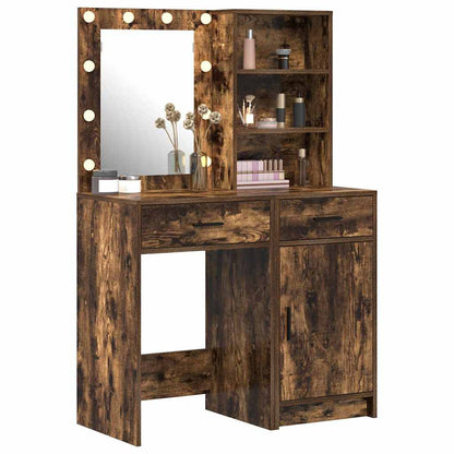 Schminktisch Set 2 pcs Geräucherte Eiche 50 x 41 x 135 cm