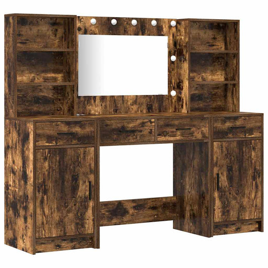 Schminktisch Set 3 pcs Geräucherte Eiche 78,5 x 41 x 135 cm