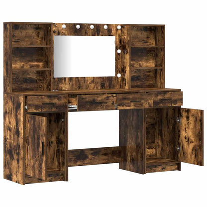 Schminktisch Set 3 pcs Geräucherte Eiche 78,5 x 41 x 135 cm