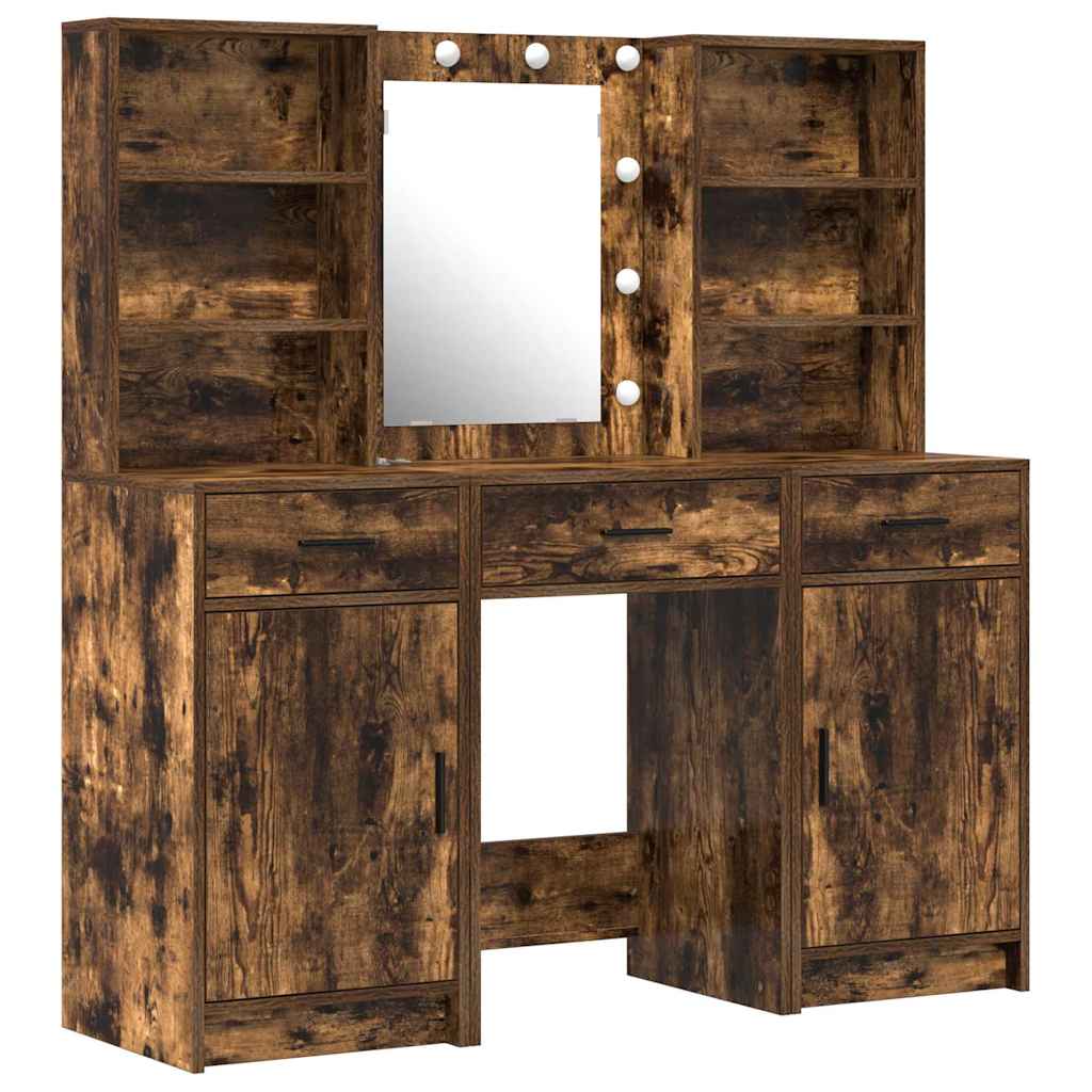 Schminktisch Set 3 pcs Geräucherte Eiche 50 x 41 x 135 cm