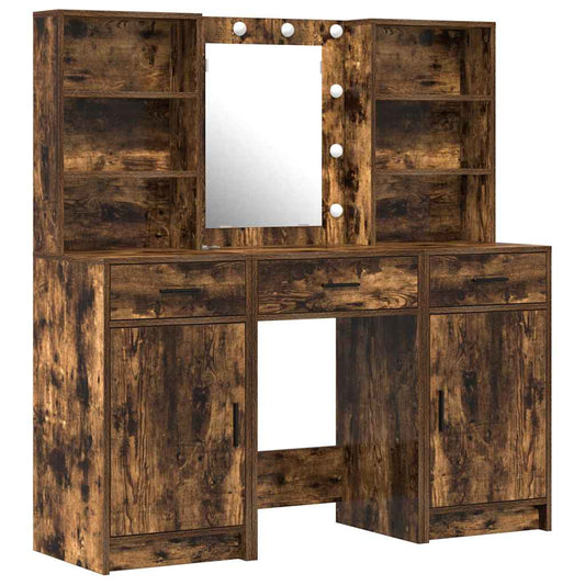 Schminktisch Set 3 pcs Geräucherte Eiche 50 x 41 x 135 cm