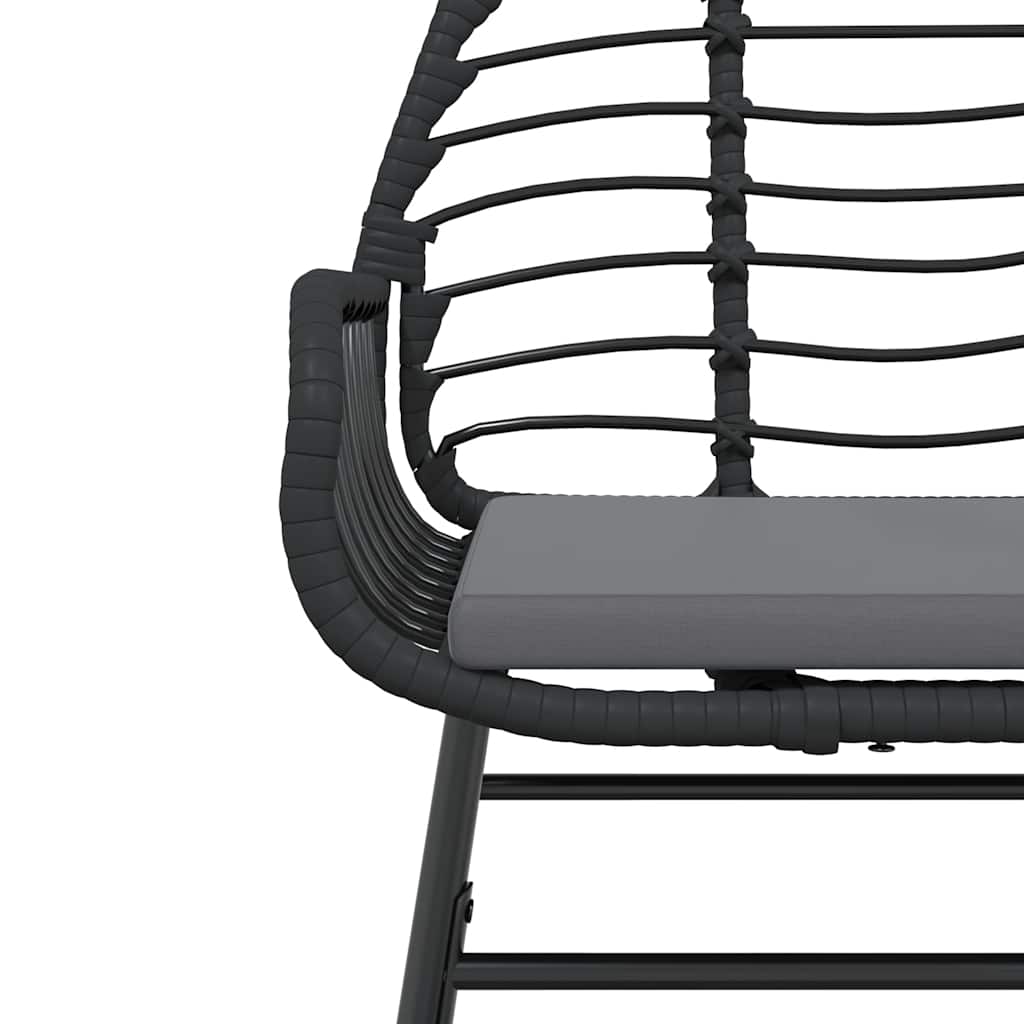 5-tlg. Garten-Essgruppe mit Kissen Schwarz Poly Rattan Glas