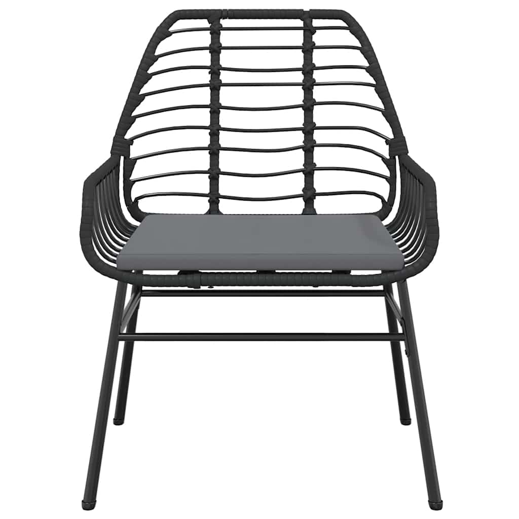 5-tlg. Garten-Essgruppe mit Kissen Schwarz Poly Rattan Glas