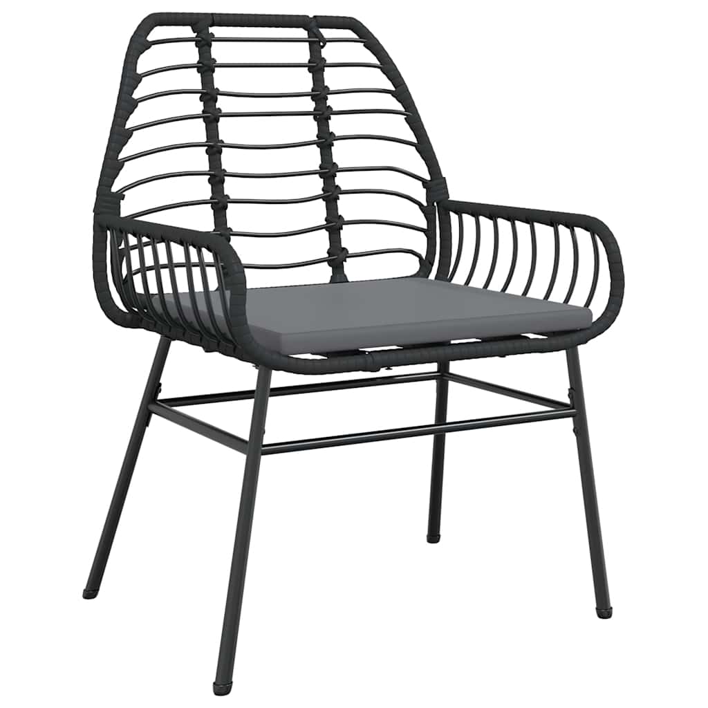 7-tlg. Garten-Essgruppe mit Kissen Schwarz Poly Rattan Glas
