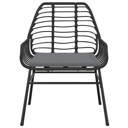 7-tlg. Garten-Essgruppe mit Kissen Schwarz Poly Rattan Glas