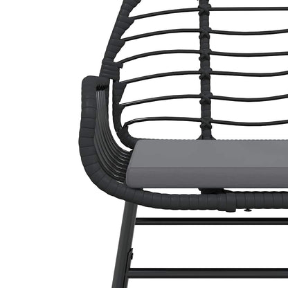 7-tlg. Garten-Essgruppe mit Kissen Schwarz Poly Rattan Glas
