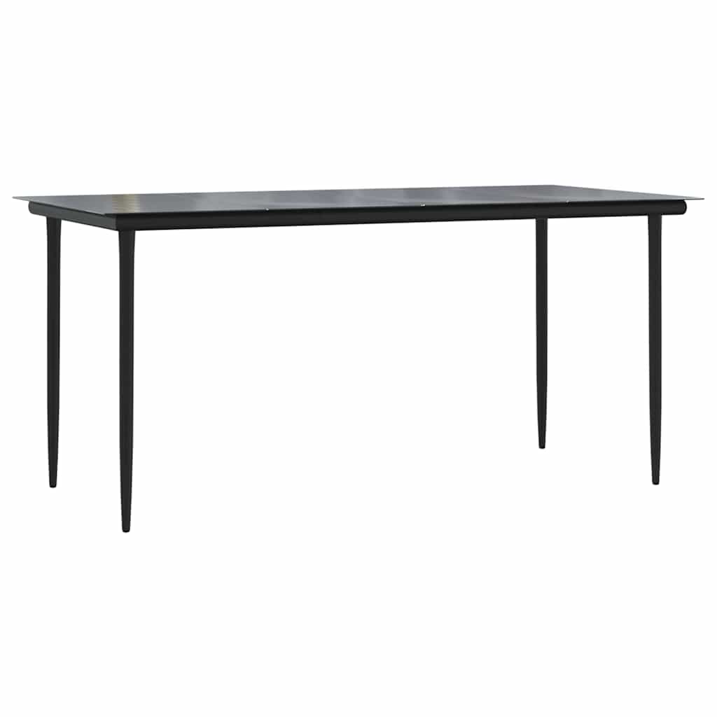 7-tlg. Garten-Essgruppe mit Kissen Schwarz Poly Rattan Glas