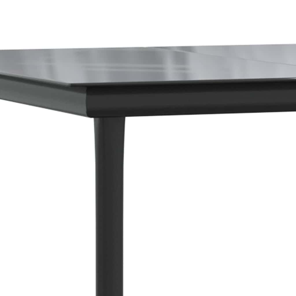 7-tlg. Garten-Essgruppe mit Kissen Schwarz Poly Rattan Glas
