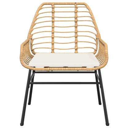 5-tlg. Garten-Essgruppe mit Kissen Braun Poly Rattan Glas