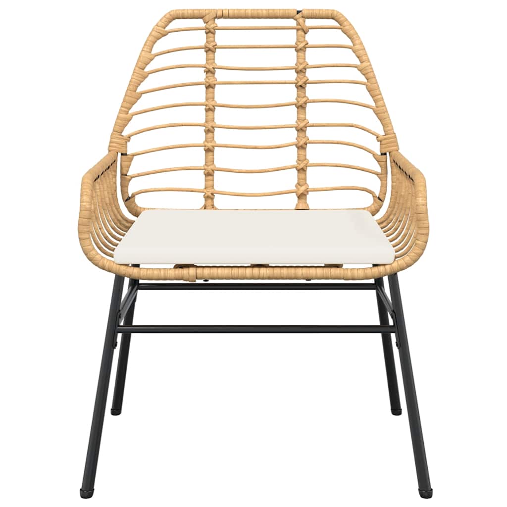 5-tlg. Garten-Essgruppe mit Kissen Braun Poly Rattan Glas