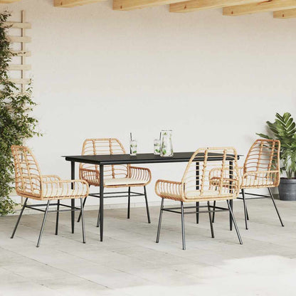 5-tlg. Garten-Essgruppe mit Kissen Braun Poly Rattan Glas