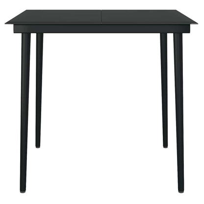 3-tlg. Garten-Essgruppe mit Kissen Schwarz Poly Rattan Glas