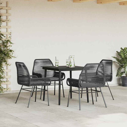 5-tlg. Garten-Essgruppe mit Kissen Schwarz Poly Rattan Glas