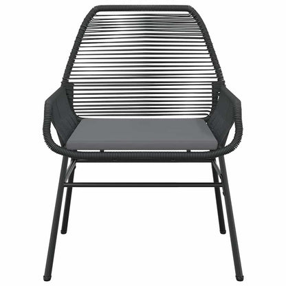 7-tlg. Garten-Essgruppe mit Kissen Schwarz Poly Rattan Glas