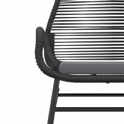7-tlg. Garten-Essgruppe mit Kissen Schwarz Poly Rattan Glas
