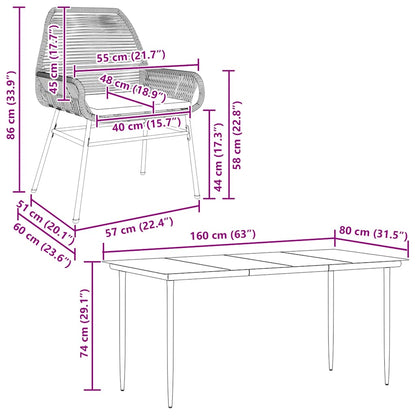 7-tlg. Garten-Essgruppe mit Kissen Schwarz Poly Rattan Glas