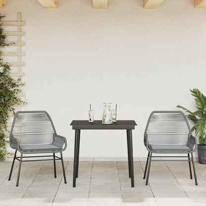 3-tlg. Garten-Essgruppe mit Kissen Grau Poly Rattan Glas