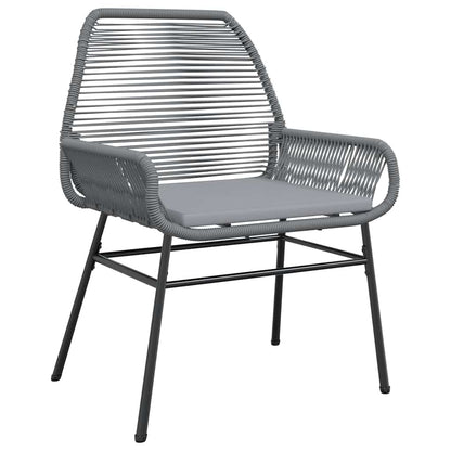 3-tlg. Garten-Essgruppe mit Kissen Grau Poly Rattan Glas