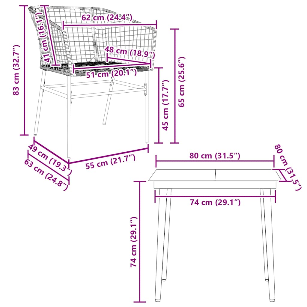 5-teiliges Garten-Esszimmerset Braunes Polyrattanglas