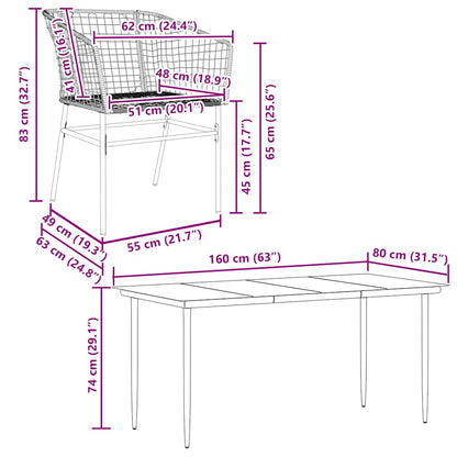 5-teiliges Garten-Esszimmerset Braunes Polyrattanglas