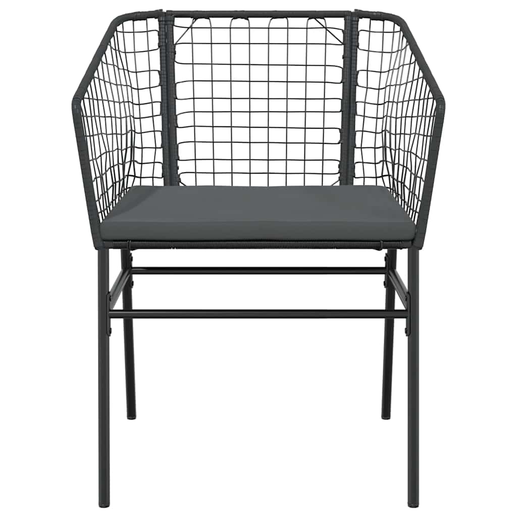 3-tlg. Garten-Essgruppe mit Kissen Schwarz Poly Rattan Glas