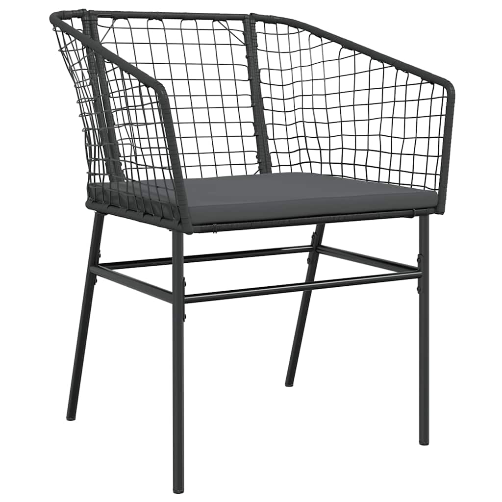 5-tlg. Garten-Essgruppe mit Kissen Schwarz Poly Rattan Glas