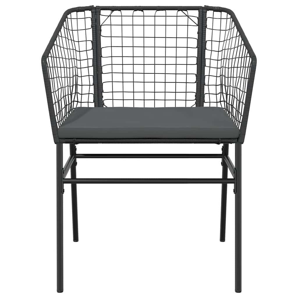 5-tlg. Garten-Essgruppe mit Kissen Schwarz Poly Rattan Glas