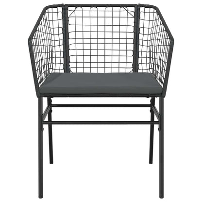 5-tlg. Garten-Essgruppe mit Kissen Schwarz Poly Rattan Glas