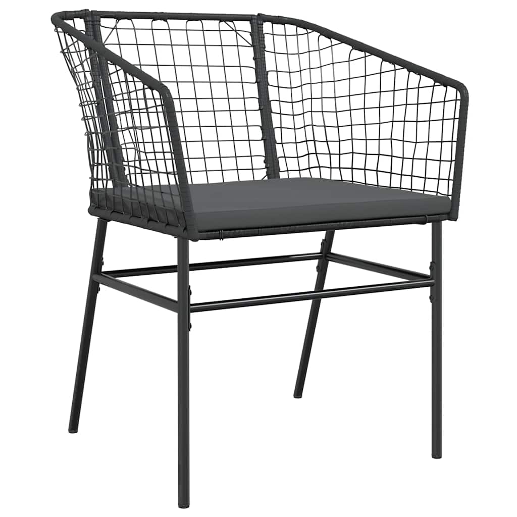 5-tlg. Garten-Essgruppe mit Kissen Schwarz Poly Rattan Glas