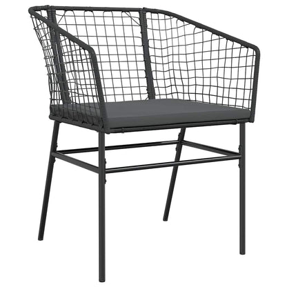 5-tlg. Garten-Essgruppe mit Kissen Schwarz Poly Rattan Glas