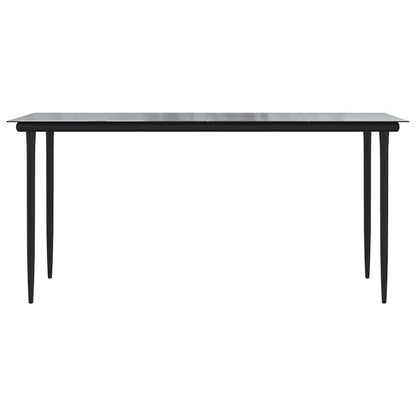 5-tlg. Garten-Essgruppe mit Kissen Schwarz Poly Rattan Glas