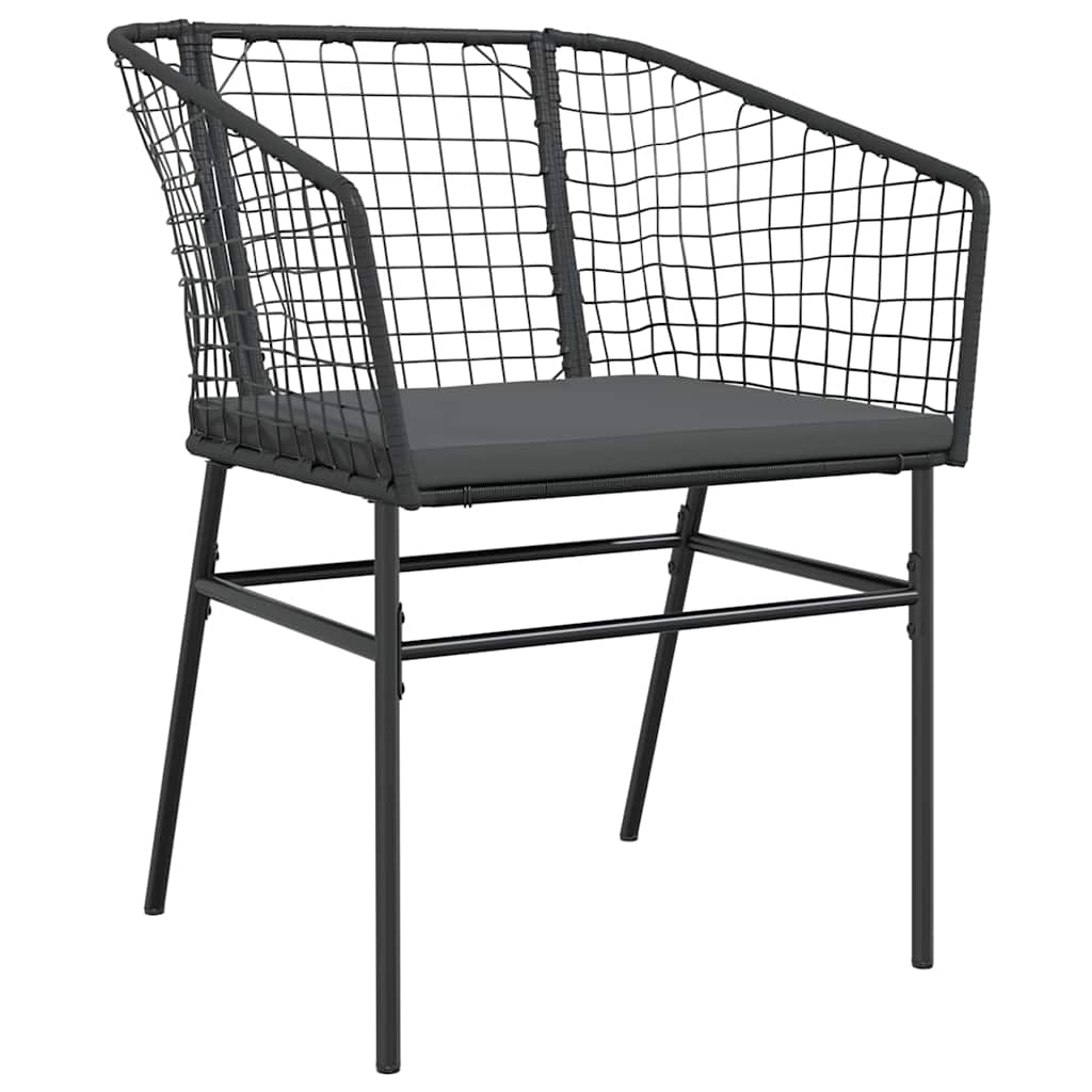 7-tlg. Garten-Essgruppe mit Kissen Schwarz Poly Rattan Glas