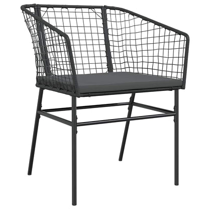 7-tlg. Garten-Essgruppe mit Kissen Schwarz Poly Rattan Glas